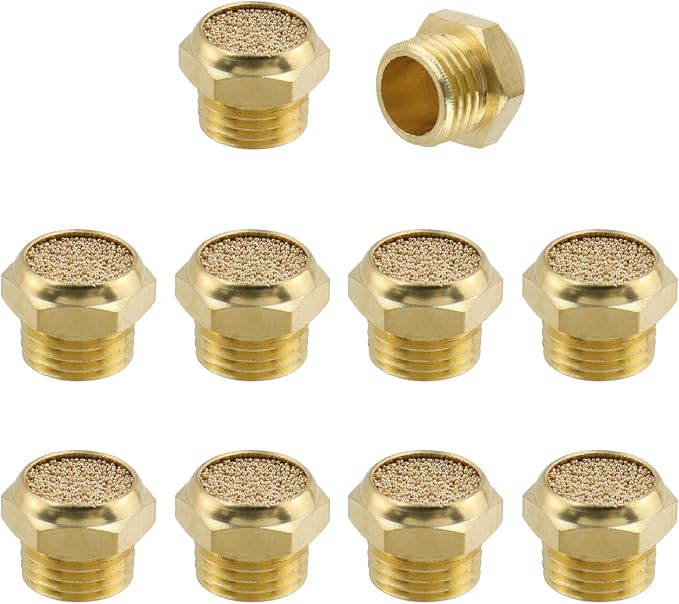 Wealrit 10 PCS Pneumatic Exhaust Mufflers, 1/4" Male Thread Hex Copper Air by Wealrit