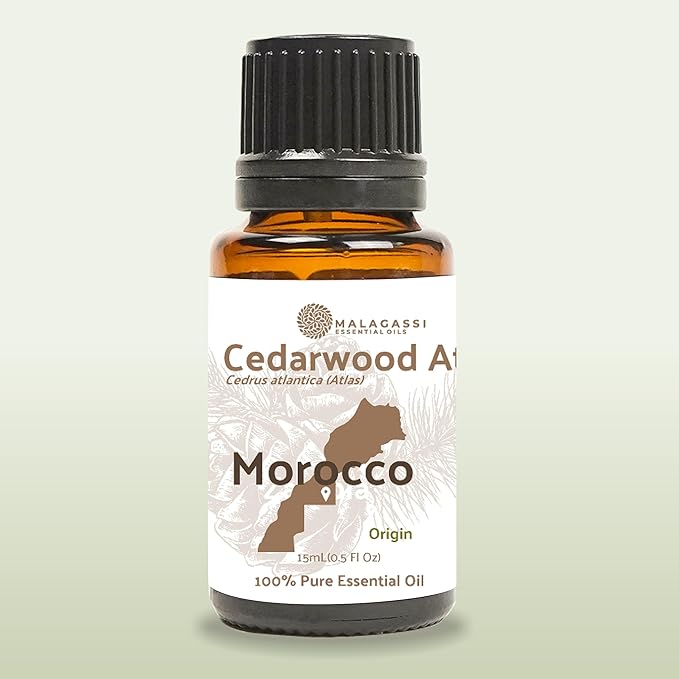 Pure Cedarwood (Atlas) Essential Oil (15ml) - Direct from Malagassi Essential Oils Farm in Morocco - Essential Oils for Diffusers and Aromatherapy | Pure Therapeutic Grade