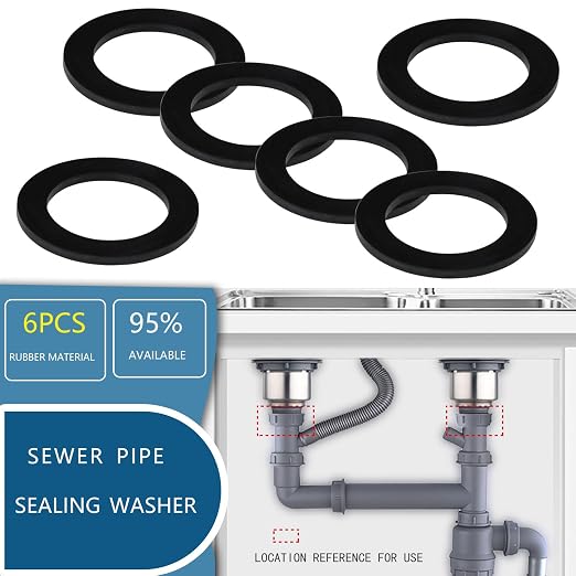 6PCS Sealing Ring for Kitchen Sink Filter, Flat Rubber Gasket for Drain Pipe - Image 3