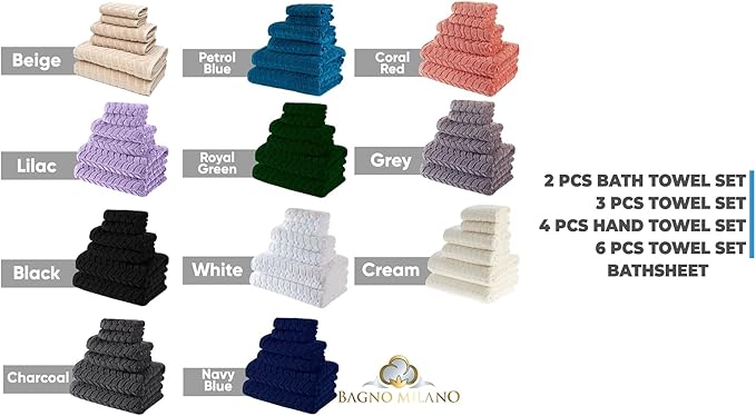BAGNO MILANO Turkish Bath Towels, Soft Plush Jacquard Luxury Bath Towels, Quick Dry Towel Set (Royal Green, 2 pcs Bath Towel Set)
