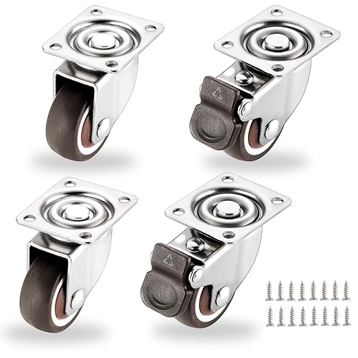 1.25" Small Caster Wheels Set of 4, Low Profile 360 Degree Swivel Casters by ZUOFANG