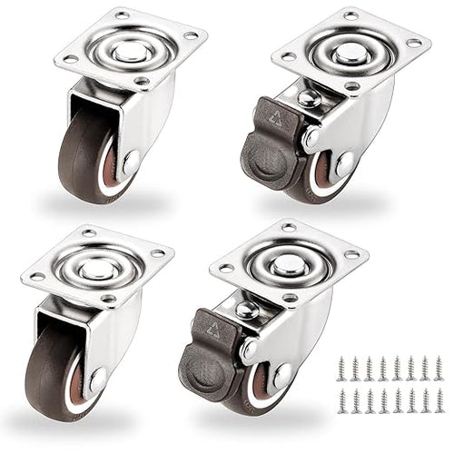 1.25" Small Caster Wheels Set of 4, Low Profile 360 Degree Swivel Casters by ZUOFANG