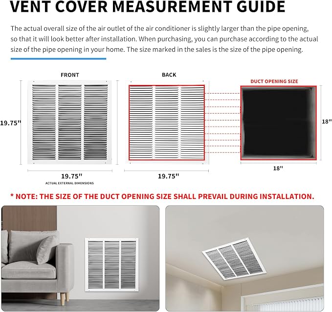 18x18 Air Return Grille, Air Return Vent Cover, Flat Vent Cover, Rejillas De - Image 4