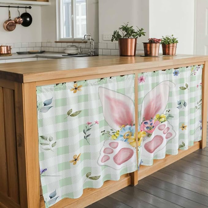 Easter Kitchen Tier Curtains 24 Inch Long 2 Panel Set, Rod Pocket Cafe Small - Image 7