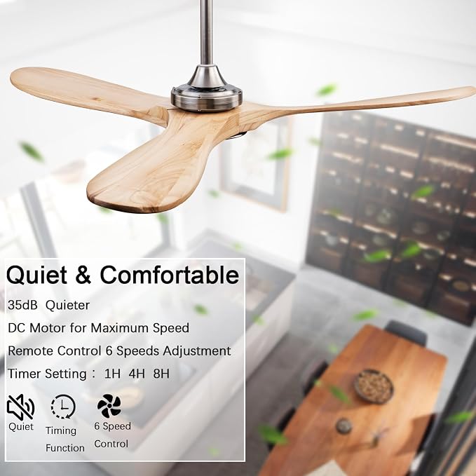 QUTWOB 60" Wood Ceiling Fans - Image 5