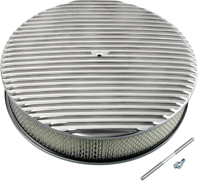 14 x 3 Inch Round Polished Air Cleaner Kit Fully Finned Top by TBAPFS