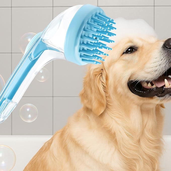 Dog Bath Brush – Cat Grooming Scrubber With Soap Dispenser, Gentle Massage Cleaning Tool | Ideal For Puppies Kittens Pets, Home Bathing, Swimming Pool, Beach, Travel And Professional Groomers