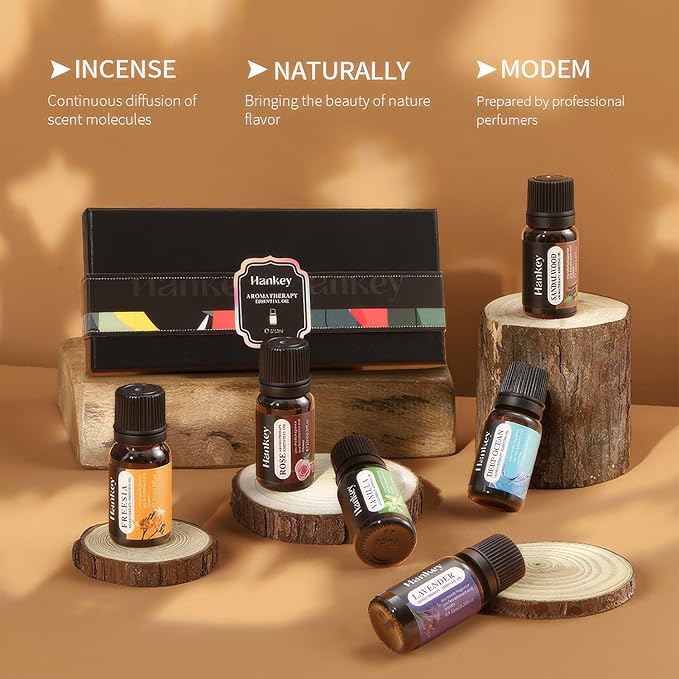 6 Pcs Fragrance Essential Oils Set - Lavender, Rose, Vanilla, Sandalwood, Freesia & Deep Ocean - 100% Pure Aromatherapy Oils for Relaxation, Sleep & Mood - Therapeutic Grade, Undiluted, Gift Ready