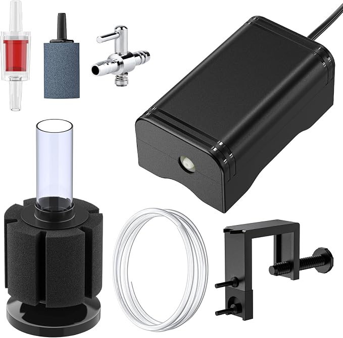 Pawfly Aquarium Air Pump with Nano Bio Sponge Filter Kit Air Control Valve by Pawfly