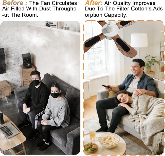 30 PCS Ceiling Fan Blade Air Filters, Activated Carbon Air Purifier Pads to - Image 4