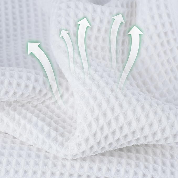 Microfiber Waffle Hand Towels, 4 Pieces, Soft, Absorbent, Fast Drying, Lint Free (White)