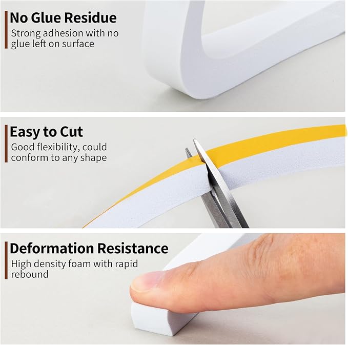 Yotache White Foam Insulation Tape 1/2" x1/2", Rubber Weather Stripping Seal - Image 6