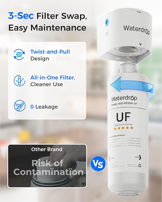 Waterdrop 10UAW-UF 0.01 μm Ultra Filtration Under Sink Water Filter System - Image 9