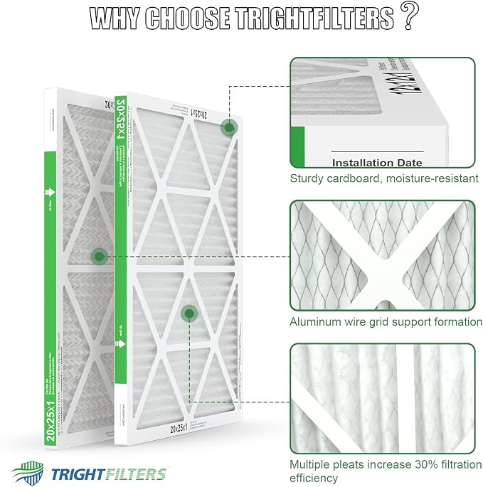 20x25x1 Air Filter 4 Pack, MERV 8 Pleated Dust Defense Air Filters Replacement - Image 4