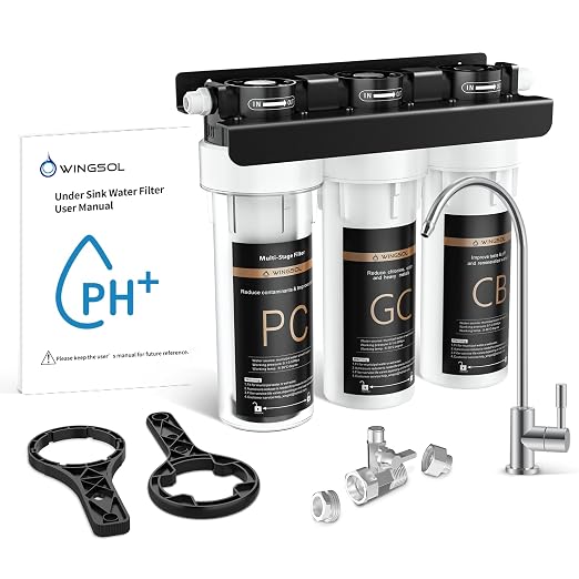 Water Filter for Sink with Faucet, 3-Stage Deep Filtration, NSF/ANSI 42&53 by WINGSOL