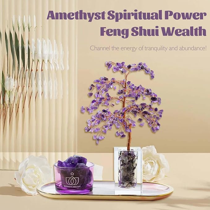 Runyangshi Amethyst Crystal Tree of Life & Natural Crystal Ore Diffuser Set - Image 5