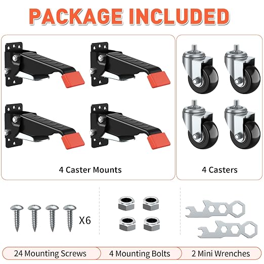 SPACEKEEPER Workbench Casters kit 720 Lbs Retractable Casters Heavy Duty Bench - Image 8