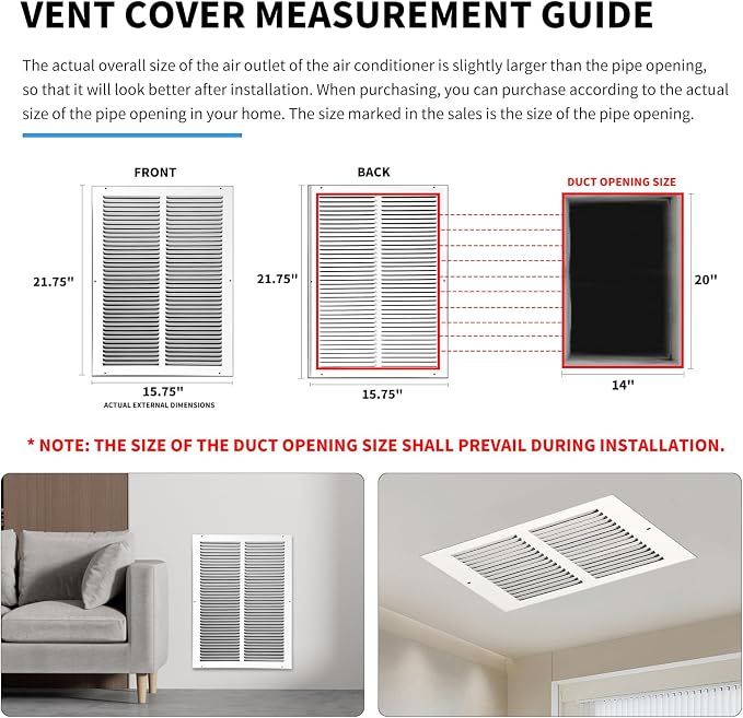 14x20 Return Air Grille, Air Return Vent Cover, Flat Vent Cover, Rejillas De - Image 4