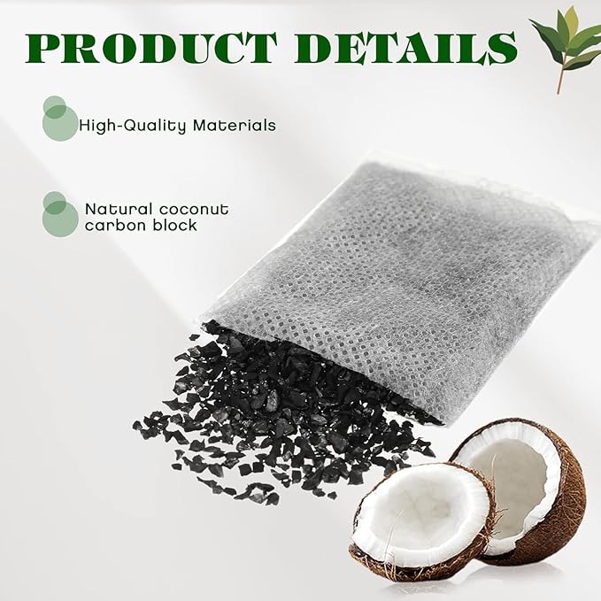 Weewooday 50 Pcs Activated Charcoal Distiller Water Filters, Coconut Shell - Image 3
