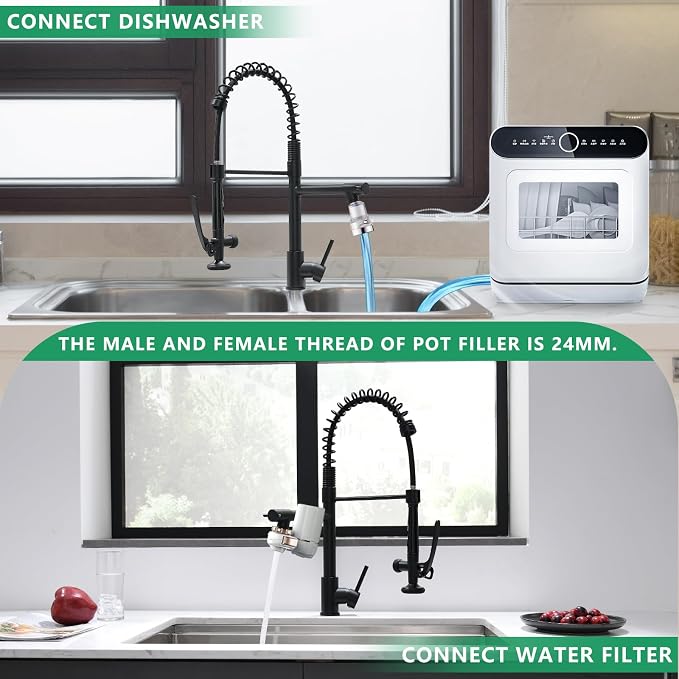 Fapully Black Kitchen Faucet, Commercial Pull Down Kitchen Sink Faucet - Image 6