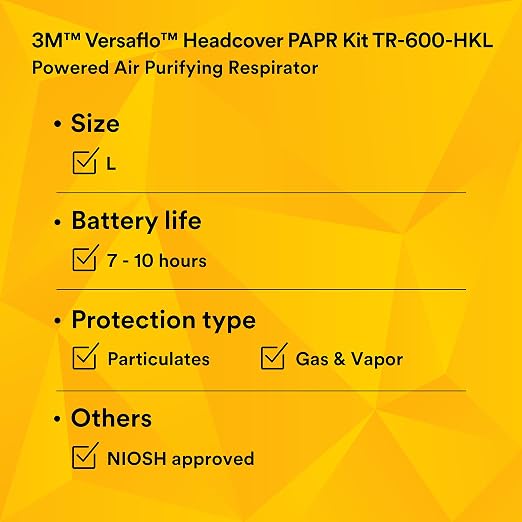 3M PAPR Respirator, Versaflo Powered Air Purifying Respirator Kit, TR-600-HKL - Image 8