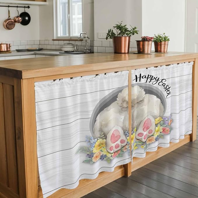 Easter Bunny Kitchen Tier Curtains 36 Inch Long 2 Panel Set, Rod Pocket Half - Image 7