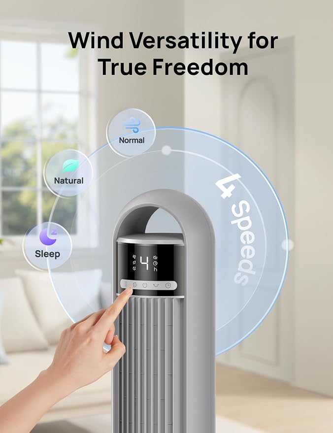 DREO Tower Fan for Bedroom, 4 Speeds, 3 Modes Standing Fans for Room - Image 6