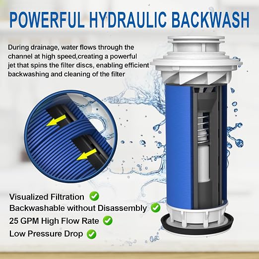 40 Micron Disc Spin Down Sediment Filter, Reusable ＆ Anti-Clog Whole House - Image 7