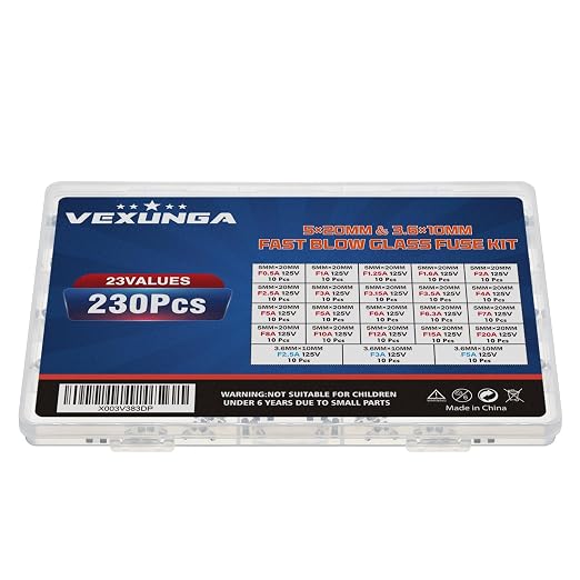 VEXUNGA 23Values 230pcs 125V Glass Fuses Kit 0.5A 1A 1.25A 1.6A 2A 2.5A 3A - Image 5