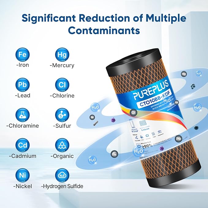 PUREPLUS 5 Micron 10" x 4.5" Whole House Coconut Shell Activated Carbon and KDF - Image 3