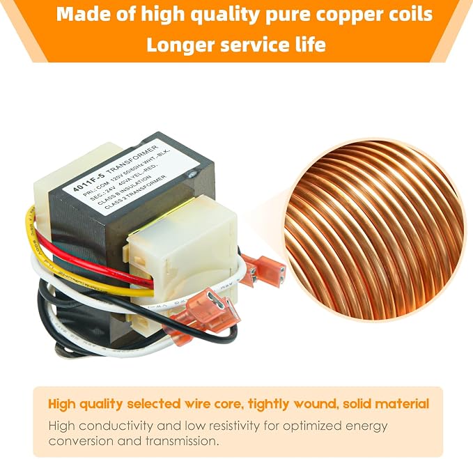 Replacement HVAC Transformer 120 to 24V 40VA #46-24124-06 - Image 6