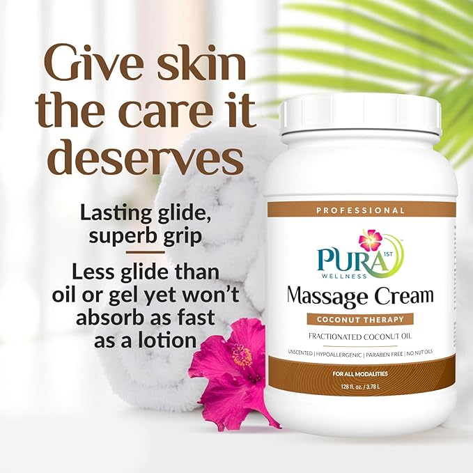 Coconut Therapy Massage Cream, Coconut Massage, Professional Deep Tissue Therapy, Unscented, Recovery, 128oz