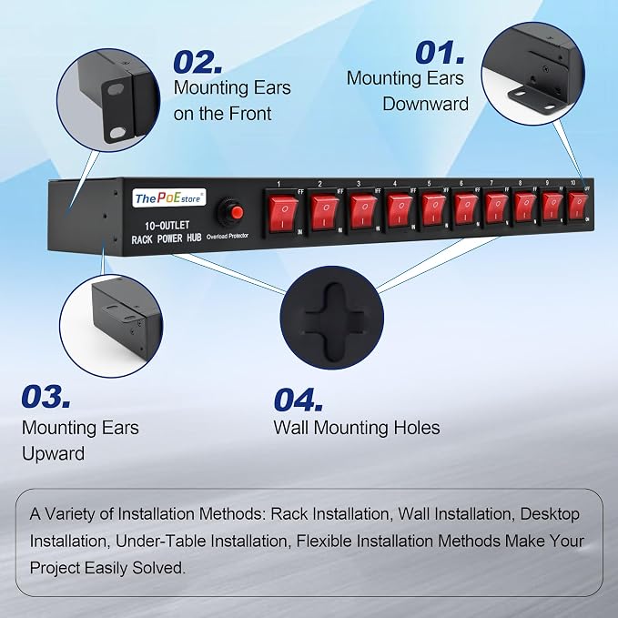 10-Outlet 1U Rack Mount Power Strip - Image 4