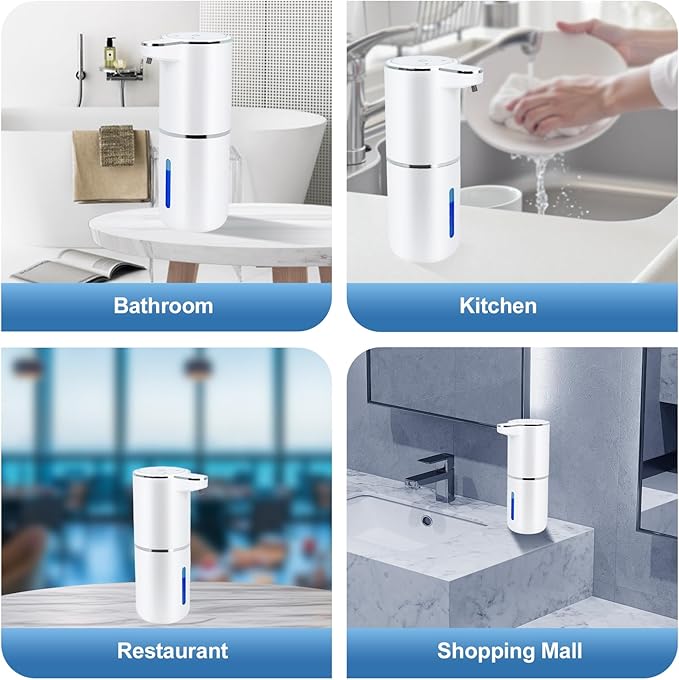 Automatic Soap Dispenser Touchless - Liquid Hand Soap Dispenser for Bathroom, Adjustable Volume for Thick & Thin Liquid, USB Rechargeable Electric Hands Free Dish Soap Gel Dispenser for Kitchen