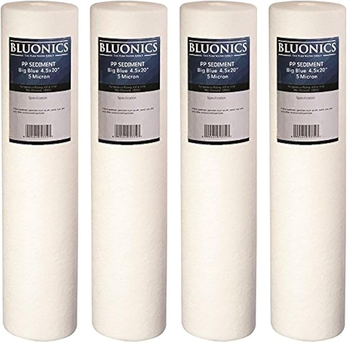Bluonics Sediment Replacement Water Filters 4pcs 4.5" x 20" Whole House by BLUONICS