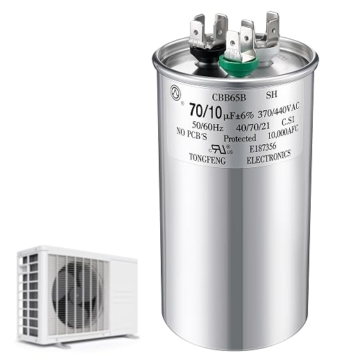 70+10 uF±6% 370/440V CBB65 Dual Run Round Capacitor by Fiada