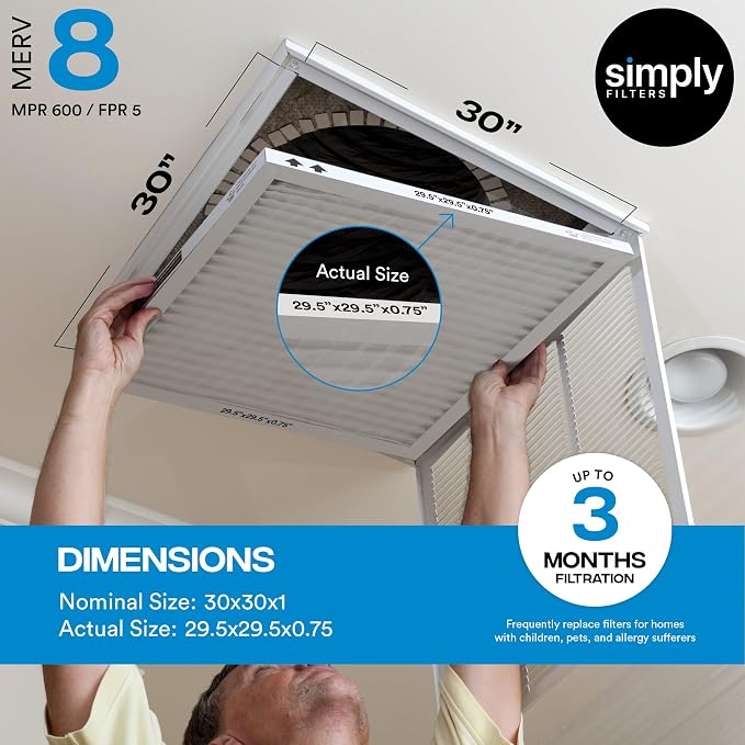 Simply 30x30x1 Air Filter, Merv 8, 6 Pack, - Image 2