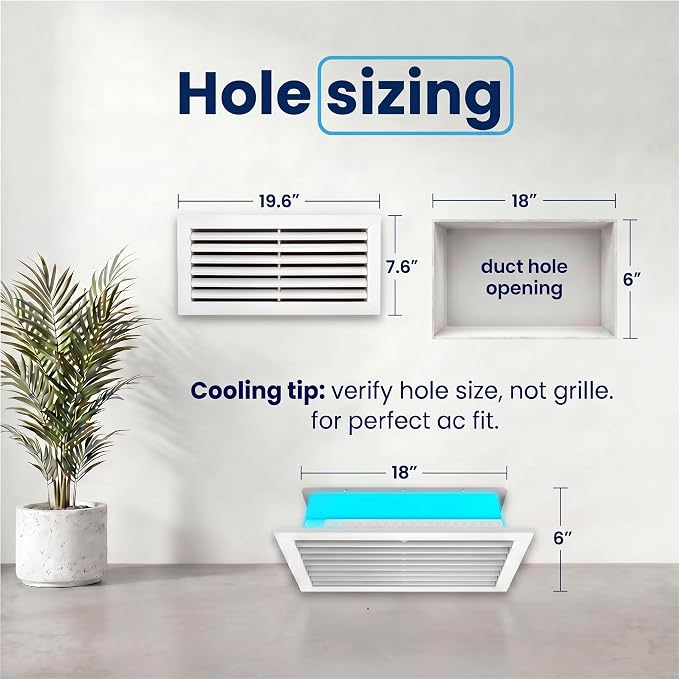 6x18 Inch Aluminum 1-Way Air Flow Vent Cover Wall or Ceiling – Quiet HVAC Wall - Image 3