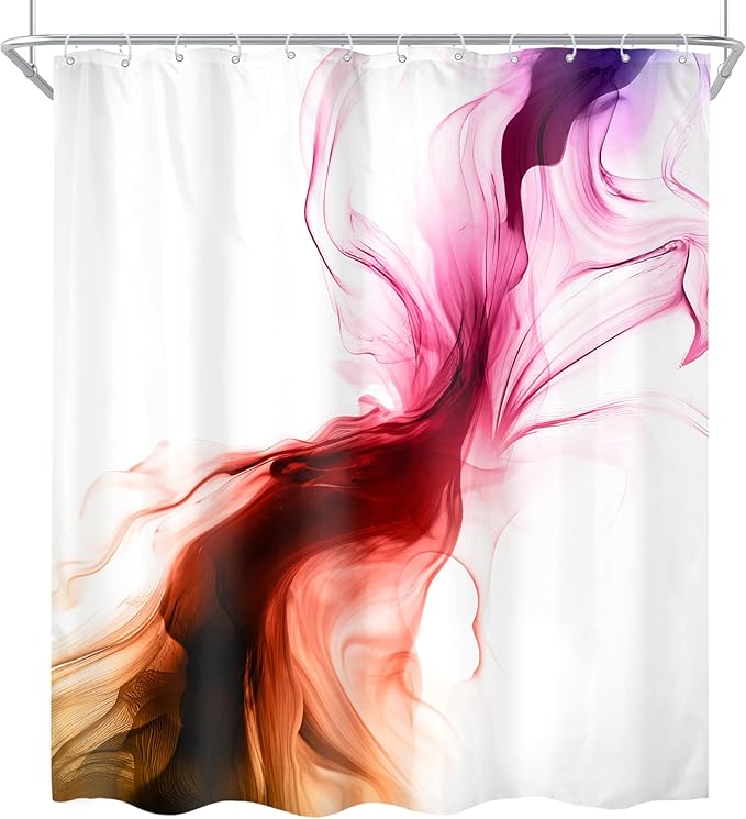 Cinbloo Colorful Multicolor Rainbow 60Wx72H Shower Curtain Abstract Modern Ombre Marble Ink Art Minimalist Bathroom Curtain Set Elegant Pretty Aesthetic Women Neutral Bath Bathroom Accessories Decor
