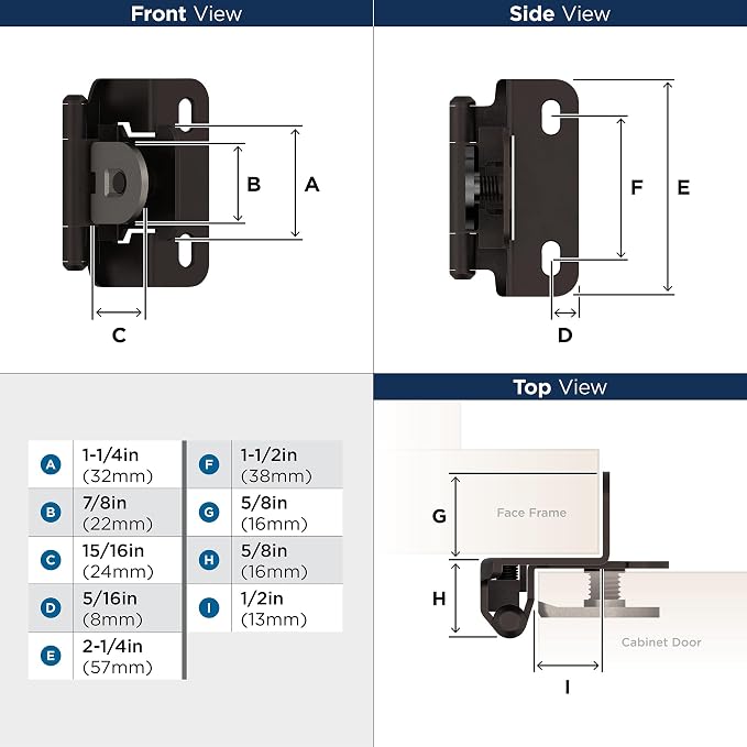 Amerock | Double Demountable Cabinet Hinge | 1/2 inch Overlay Hinge | Oil - Image 5