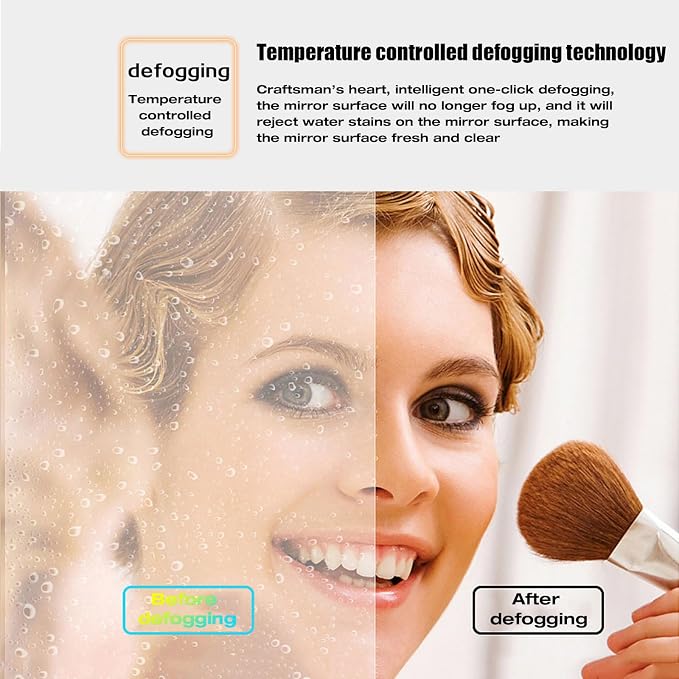 JSLJDM 500X500 mm Illuminated Backlit LED Bathroom Mirror, Wall Mounted - Image 6