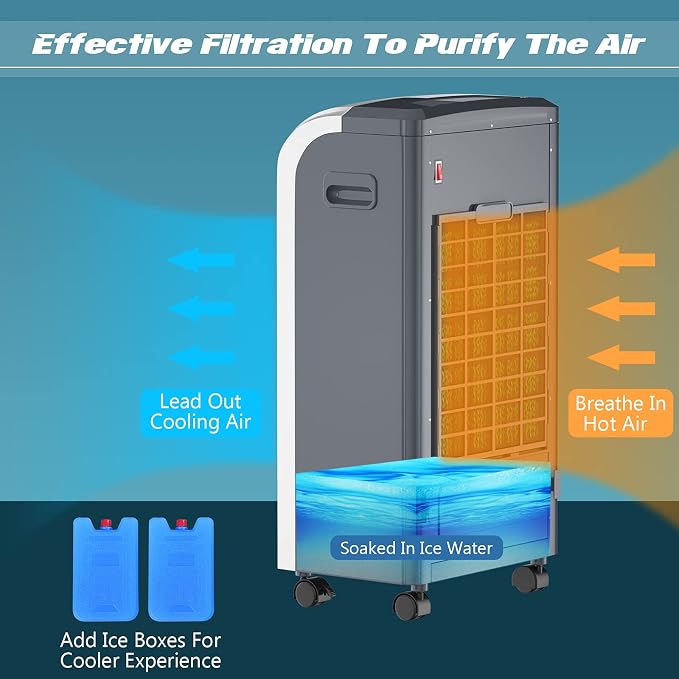 GOFLAME Air Cooler and Heater, Portable Evaporative Air Cooling Fan Filter - Image 9