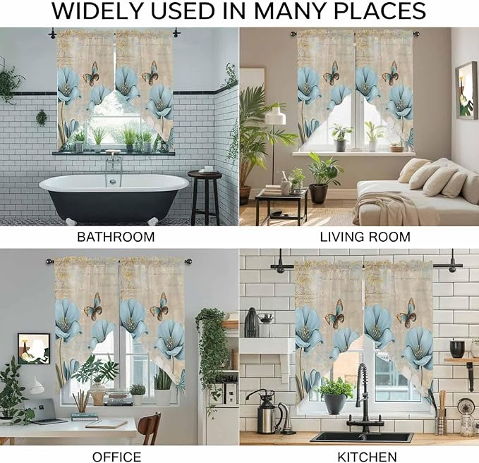 Spring Flowers Swag Valances for Windows, Vintage Rustic Tulips Floral - Image 9
