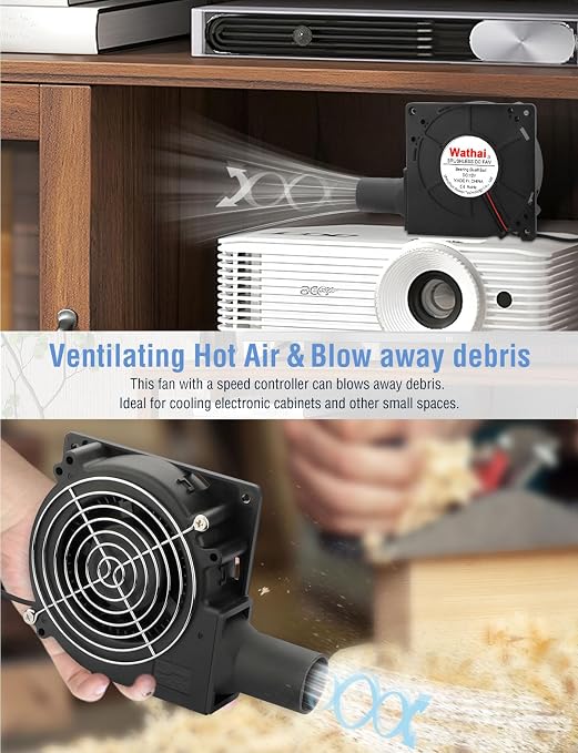 Wathai 120mm x 32mm Small Blower Fan 12V - Image 4