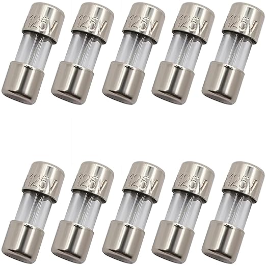 SIXQJZML 10 Pack F5AL Fast-Blow Mini Fuse 5A Max 5 amp 125V Glass Fuses 0.14 x by SIXQJZML