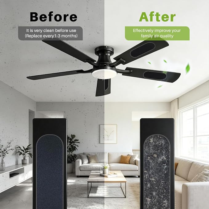 Fanluter Ceiling Fan Filters for Blades 5 Pack, Activated Carbon Ceiling Fan - Image 3