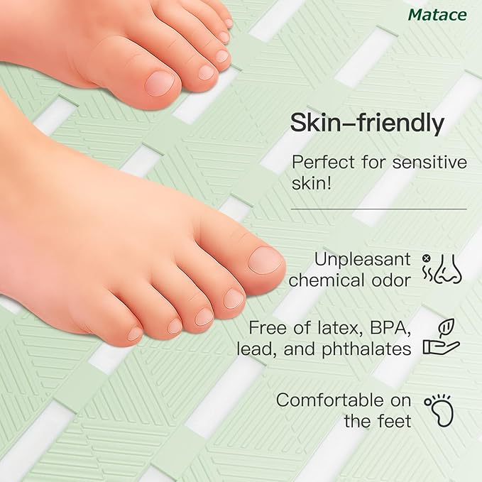 Bathtub Mat Non Slip - for Inside Bath Tub & Shower, Thick & Soft Textured Surface, Fast Drain, No Pooling Water for Better Hygiene, Bathroom Accessories, 27x16 Inch, Sage Green, Matace