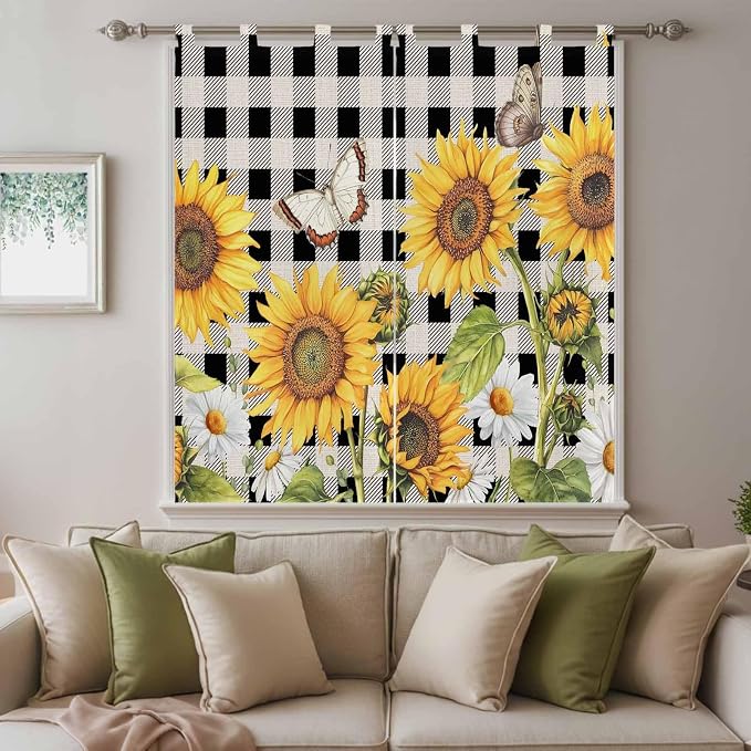 Sunflowers Bedroom Curtains 72 Inch Length, Window Curtains Tab Top - Image 9