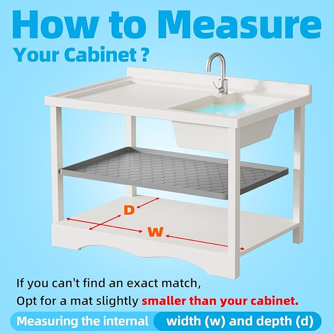 Silicone Under Sink Mat 28" x 22", kitchen Essentials and Gadgets, Shelf liner and Cabinet Protector, Home Organizers and Storage, Waterproof Bathroom Tray