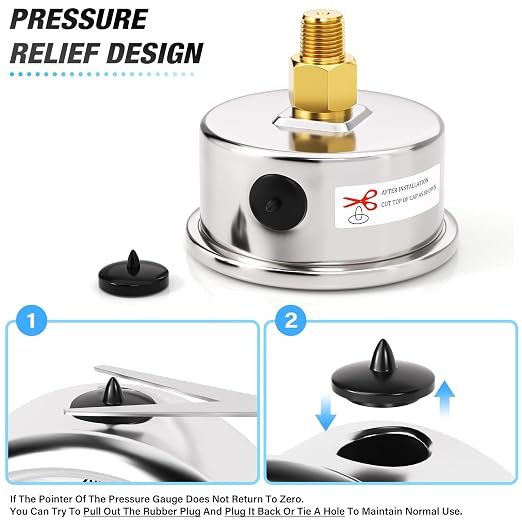 MEANLIN MEASURE 0~300Psi Dry Pressure Gauge Stainless Steel 1/8" NPT 2" FACE - Image 6